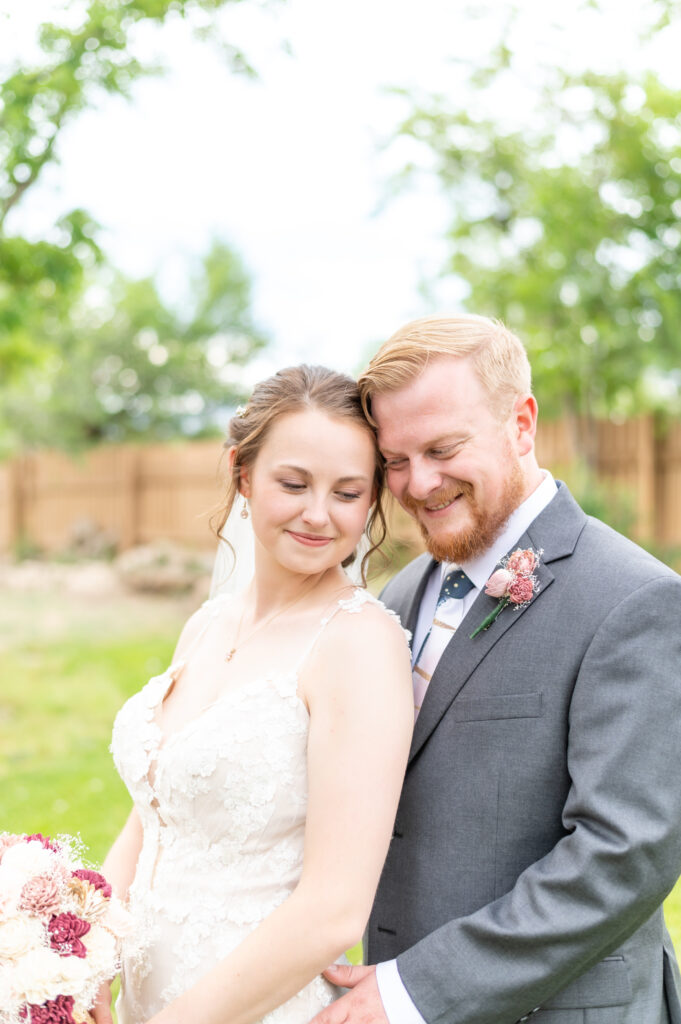 Bride and groom portrait photo at Hillside Gardens Event Center in Colorado Springs.