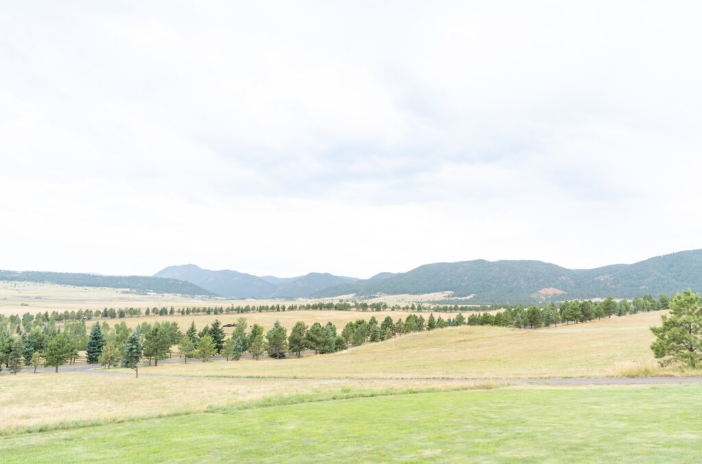 Landscape of fields, trees, and mountains, illustrating article about how much does a Colorado wedding photographer cost