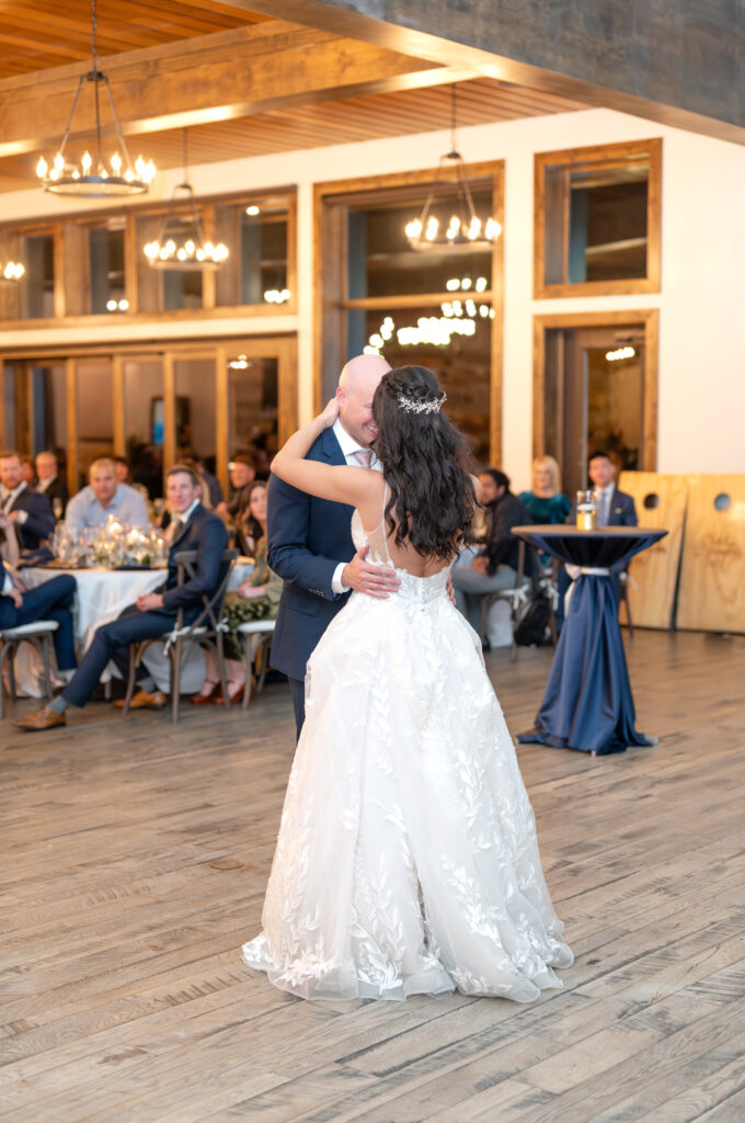 Bride and groom on the dance floor at Black Canyon Inn, one of the top Colorado wedding venues