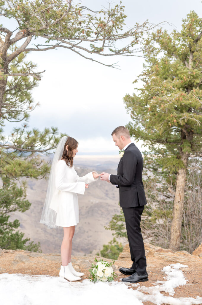 Outdoor elopement ceremony at Lookout Mountain in Colorado