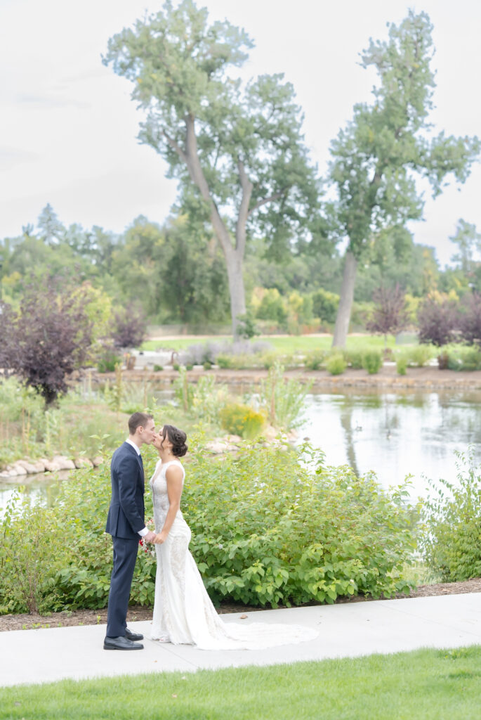 Emotional bride and groom first look at The Pinery at The Hill in Colorado