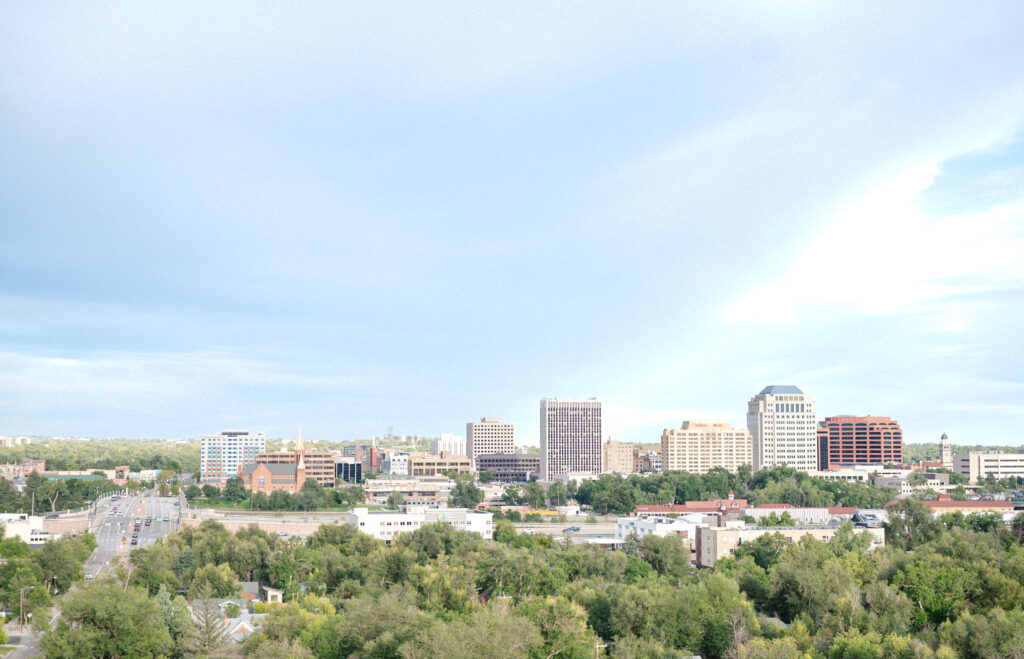 View of downtown Colorado Springs from The Pinery