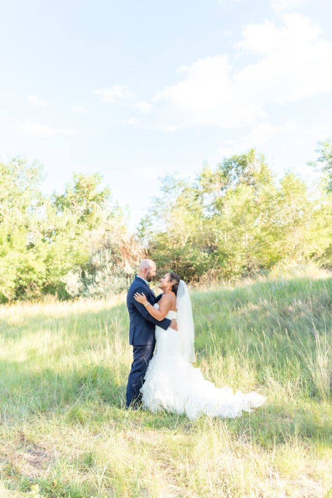 Outdoor bridal portraits at Creekside Terrace, a micro wedding venue Colorado Springs. 