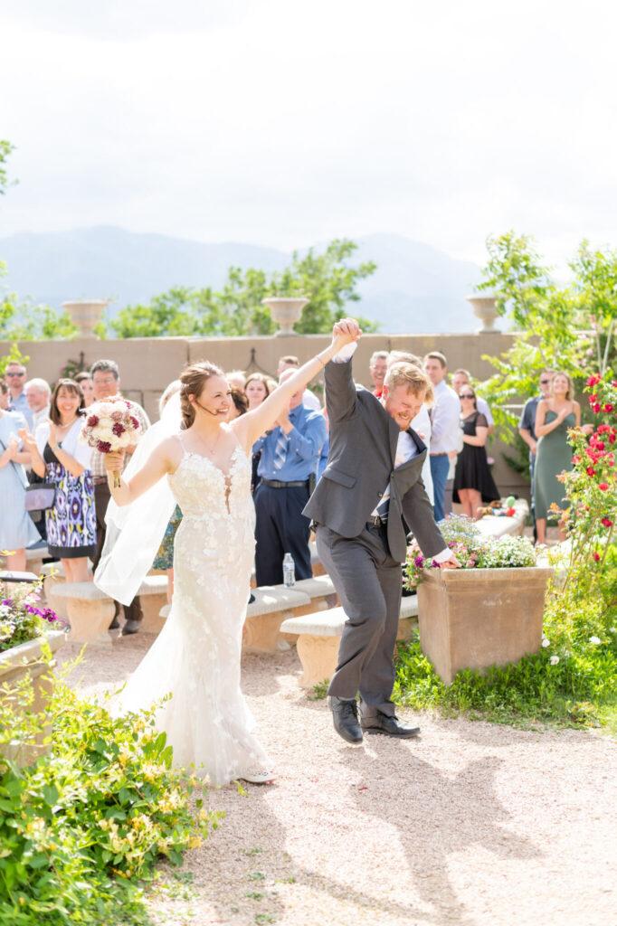 Garden ceremony at Hillside Gardens, a small wedding venue in Colorado Springs. 