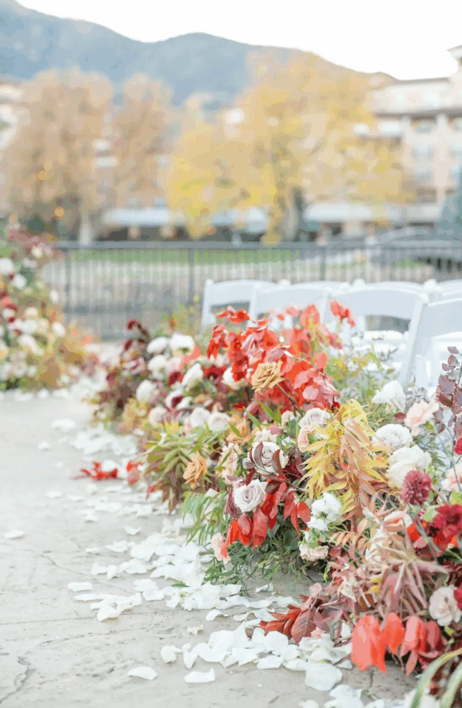 close up of a wedding aisle at the broadmoor, colorado springs outdoor wedding venue