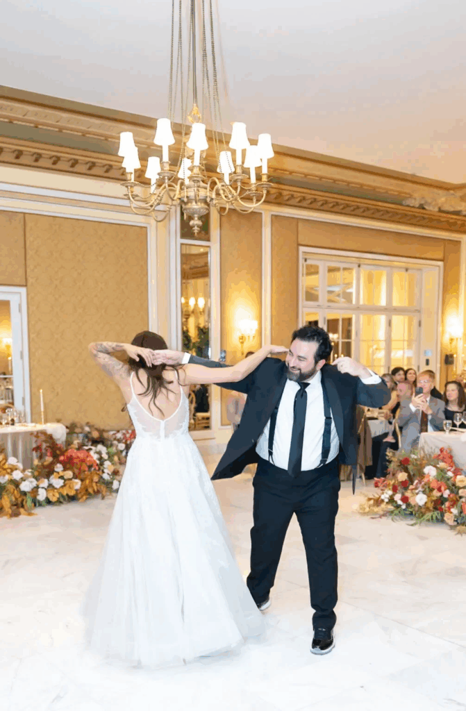 bride and groom dancing at their colorado springs wedding at the broadmoor, an outdoor wedding venue
