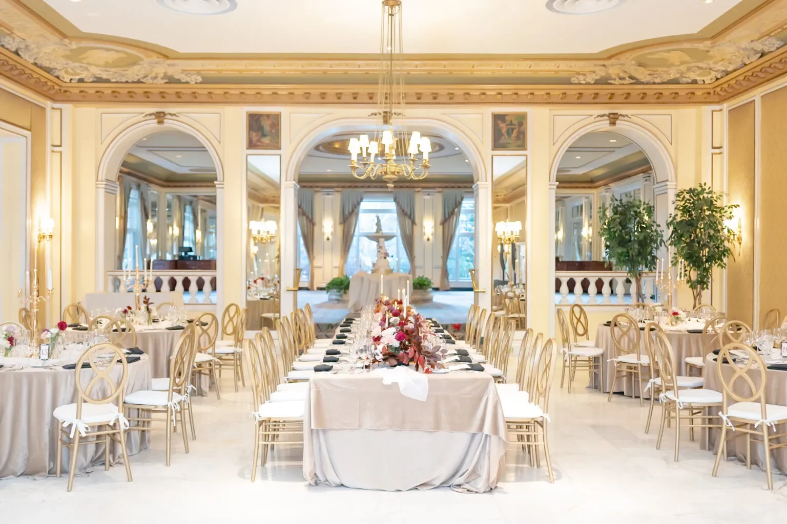 stunning tables at a wedding reception at the broadmoor, colorado springs